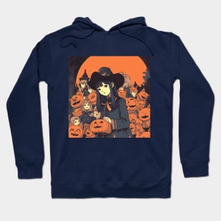 Halloween Girl in hat with Pumpkin Hoodie